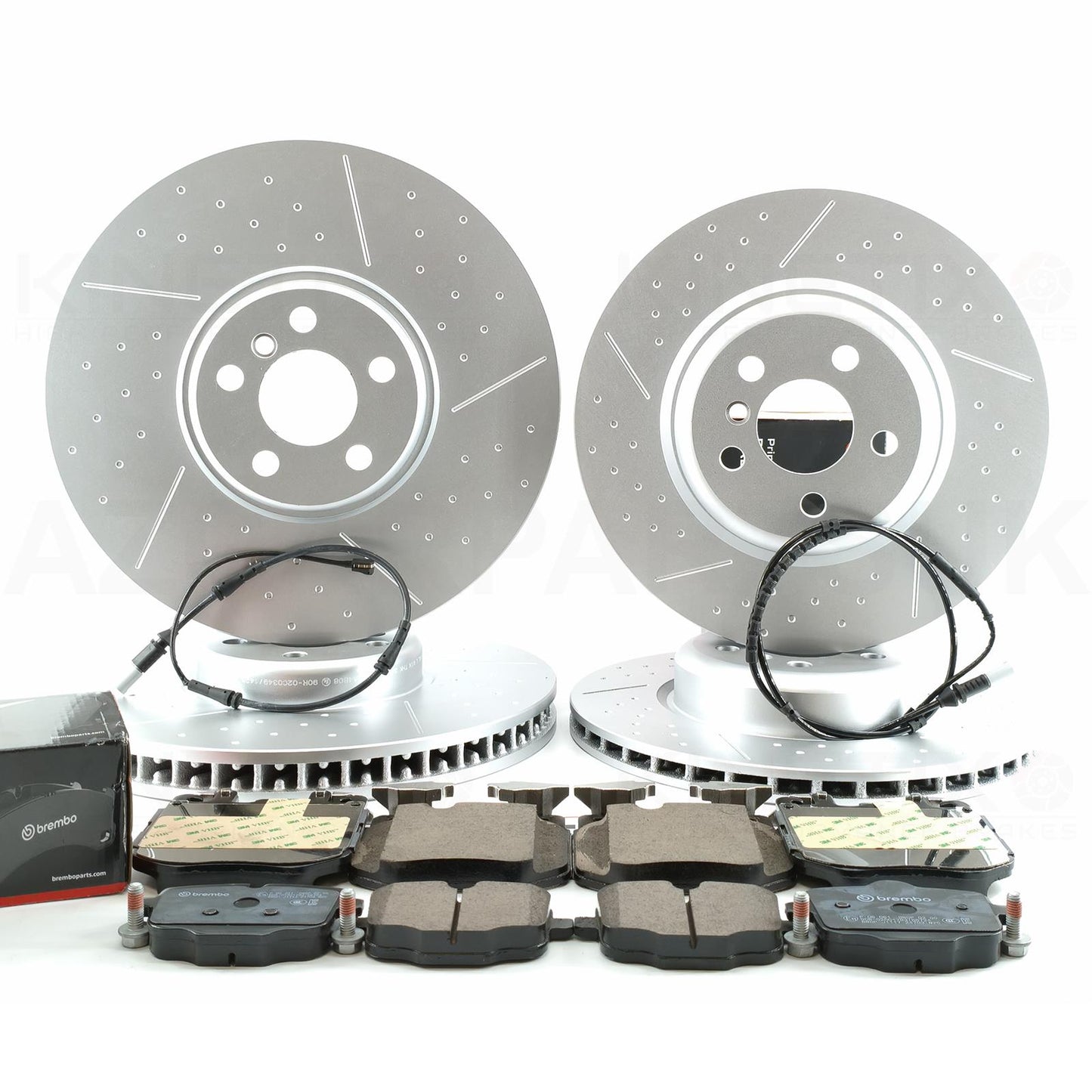 FOR BMW M850i G14 DIMPLED GROOVED M SPORT M PERFORMANCE FRONT REAR BRAKE DISCS BREMBO PADS & WEAR SENSOR LEADS 374mm 345mm