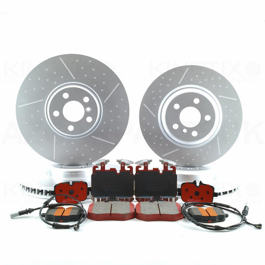 FITS BMW 840d xDrive G15 Coupe M SPORT M PERFORMANCE DIMPLED GROOVED FRONT REAR BRAKE DISCS CERAMIC RACING PADS SENSORS 374mm 345mm