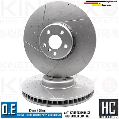 BMW 740Li G11 G12 M SPORT M PERFORMANCE DIMPLED GROOVED FRONT BRAKE DISCS BREMBO PADS & WEAR SENSOR LEAD 374mm X 36mm