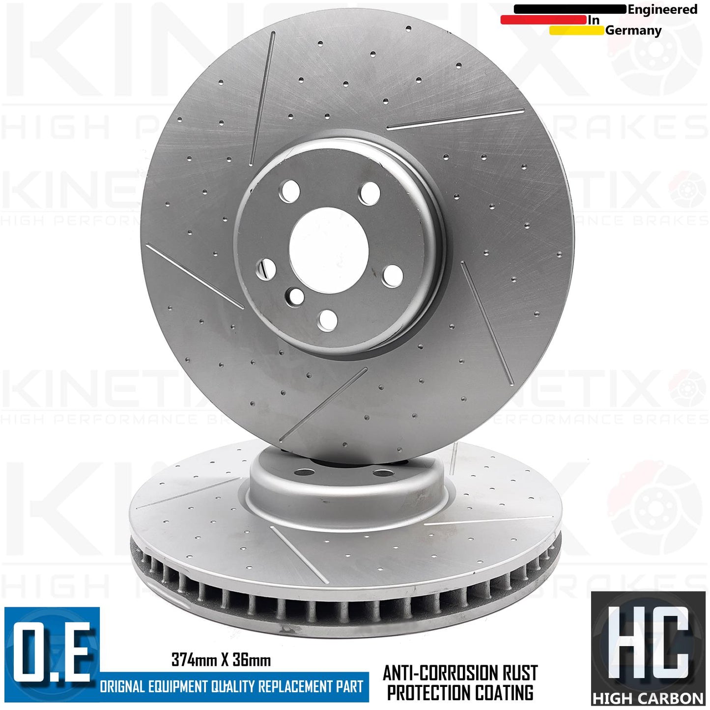 FOR BMW 745Le G11 G12 M SPORT M PERFORMANCE DIMPLED GROOVED FRONT REAR BRAKE DISCS 374mm 345mm
