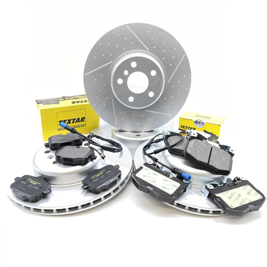 FOR BMW M 440d Grancoupe G26 FRONT REAR BRAKE DISCS TEXTAR PADS & WEAR SENSORS
