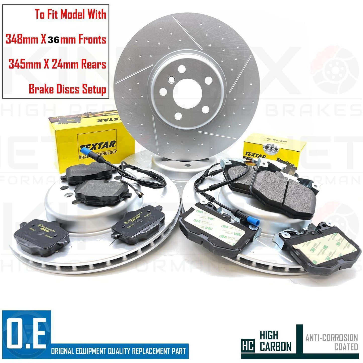 FOR BMW 430d G22 M SPORT FRONT REAR BRAKE DISCS TEXTAR PADS SENSORS 348mm 345mm
