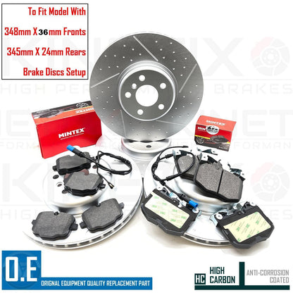 FOR BMW 525d G31 M SPORT DIMPLED GROOVED FRONT REAR BRAKE DISCS MINTEX PADS