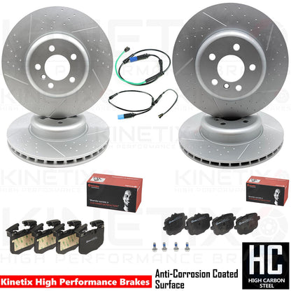 FOR BMW i4 eDrive40 G26 DIMPLED GROOVED FRONT REAR BRAKE DISCS BREMBO PADS WIRES