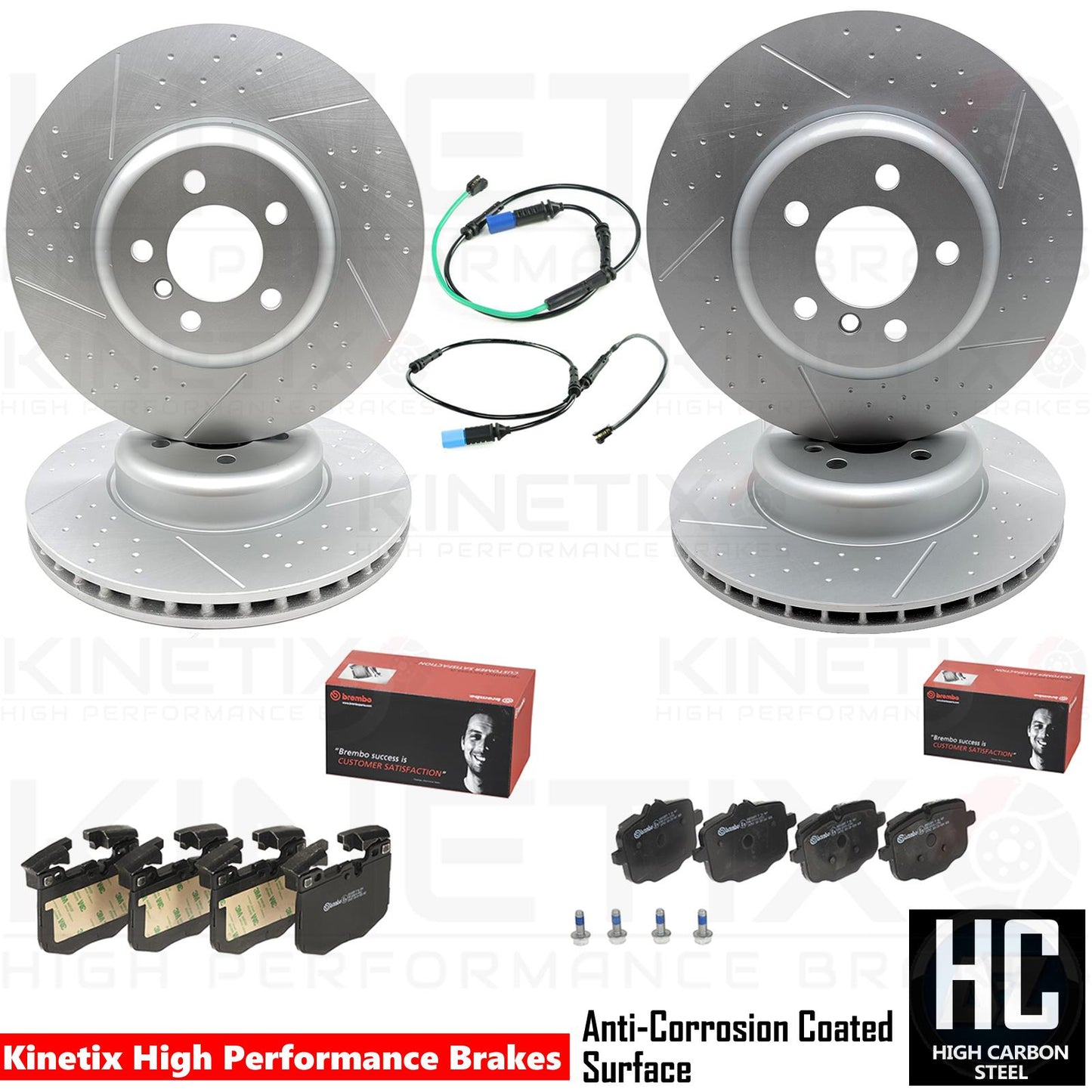 FOR BMW i4 M50 G26 DIMPLED GROOVED FRONT REAR BRAKE DISCS BREMBO PADS SENSORS