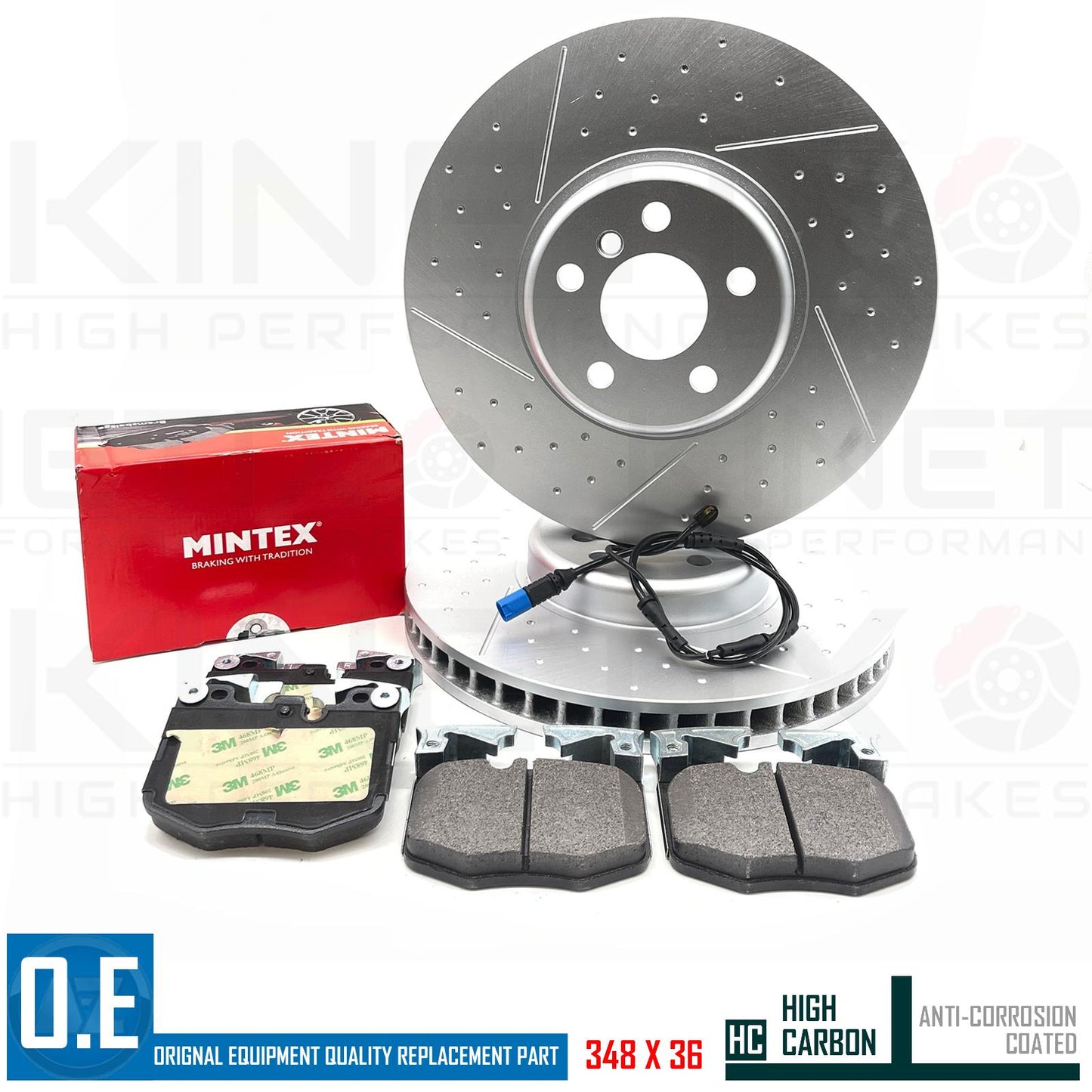 FOR BMW 540i M SPORT G30 G30 DIMPLED GROOVED FRONT BRAKE DISCS MINTEX PADS 348mm