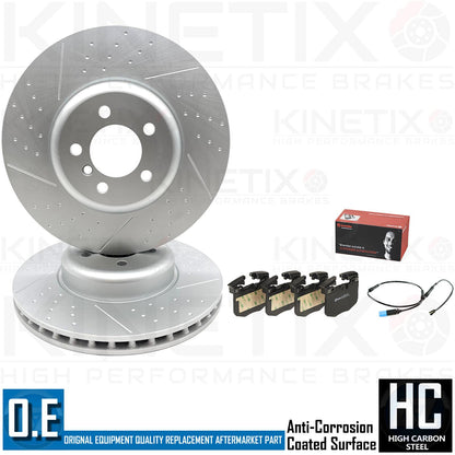 FOR BMW X3 20i G01 DIMPLED GROOVED FRONT BRAKE DISCS BREMBO PADS SENSOR 348mm