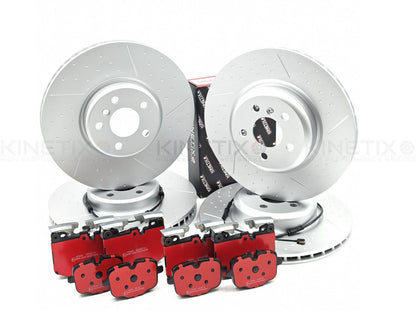 FOR BMW M 340i FRONT REAR DIMPLED GROOVED BRAKE DISCS PADS SENSORS 348mm 345mm