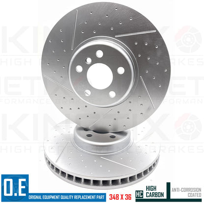 FOR BMW 730i Li G11 G12 DIMPLED GROOVED FRONT BRAKE DISCS TEXTAR PADS SENSOR