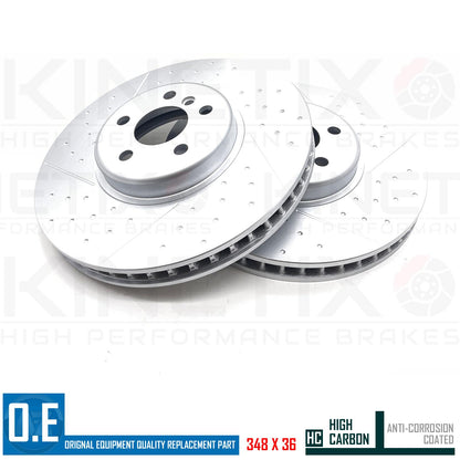 FOR BMW 740i Li G11 G12 DIMPLED GROOVED FRONT BRAKE DISCS BREMBO PADS SENSOR