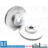 FOR BMW 540i G30 G31 DIMPLED GROOVED FRONT BRAKE DISCS TEXTAR PADS SENSOR 348mm