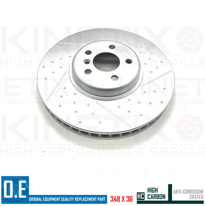 FOR BMW 320i G20 G21 DIMPLED GROOVED FRONT BRAKE DISCS TEXTAR PADS SENSOR 348mm