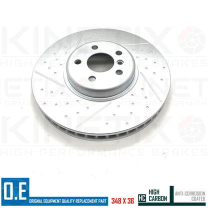 FOR BMW 530d G30 G31 DIMPLED GROOVED FRONT BRAKE DISCS BREMBO PADS SENSOR 348mm