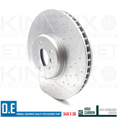 FOR BMW 730i Li G11 G12 DIMPLED GROOVED FRONT BRAKE DISCS TEXTAR PADS SENSOR