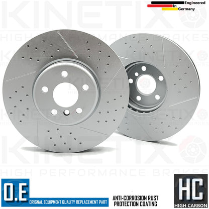 FOR BMW M 440i G22 G23 G26 DIMPLED GROOVED PERFORMANCE FRONT BRAKE DISCS 348mm