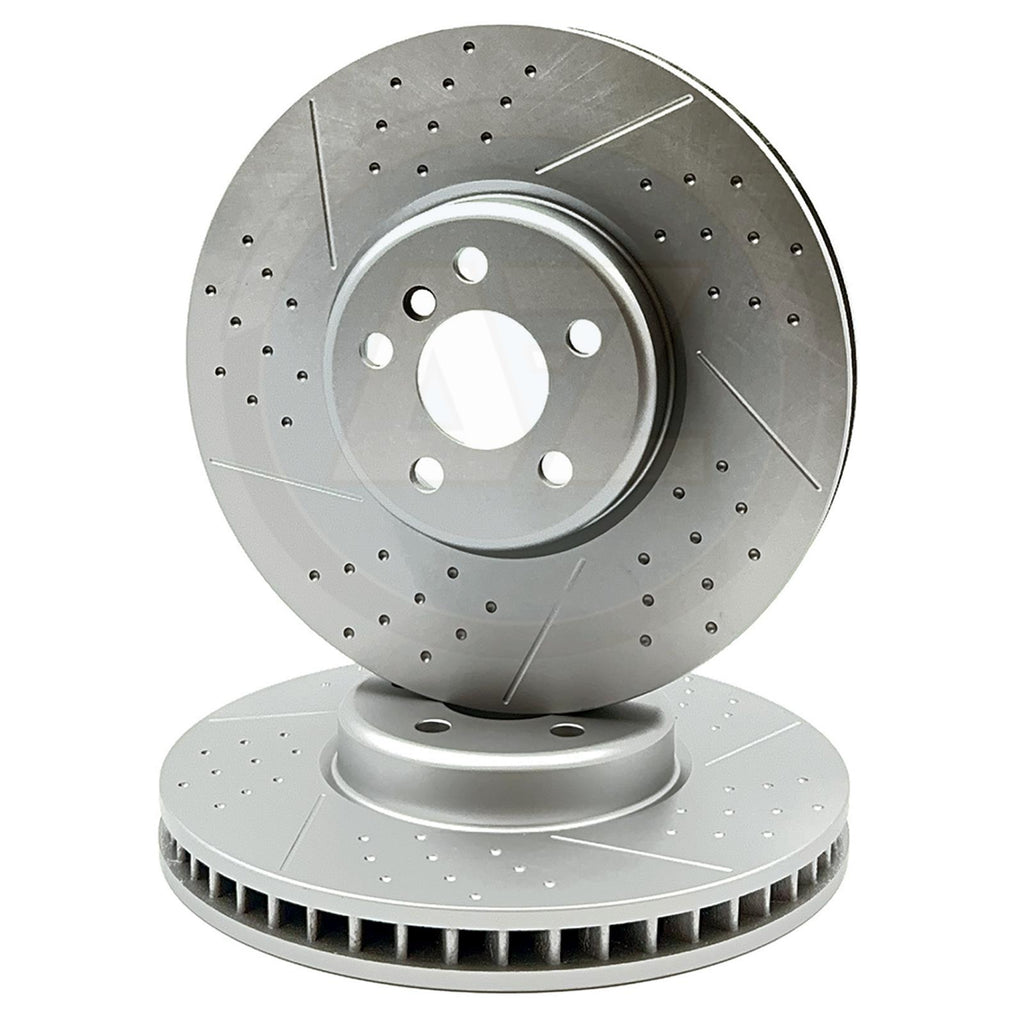 FOR TOYOTA SUPRA GR PERFORMANCE DIMPLED GROOVED FRONT BRAKE DISCS PAIR 348mm