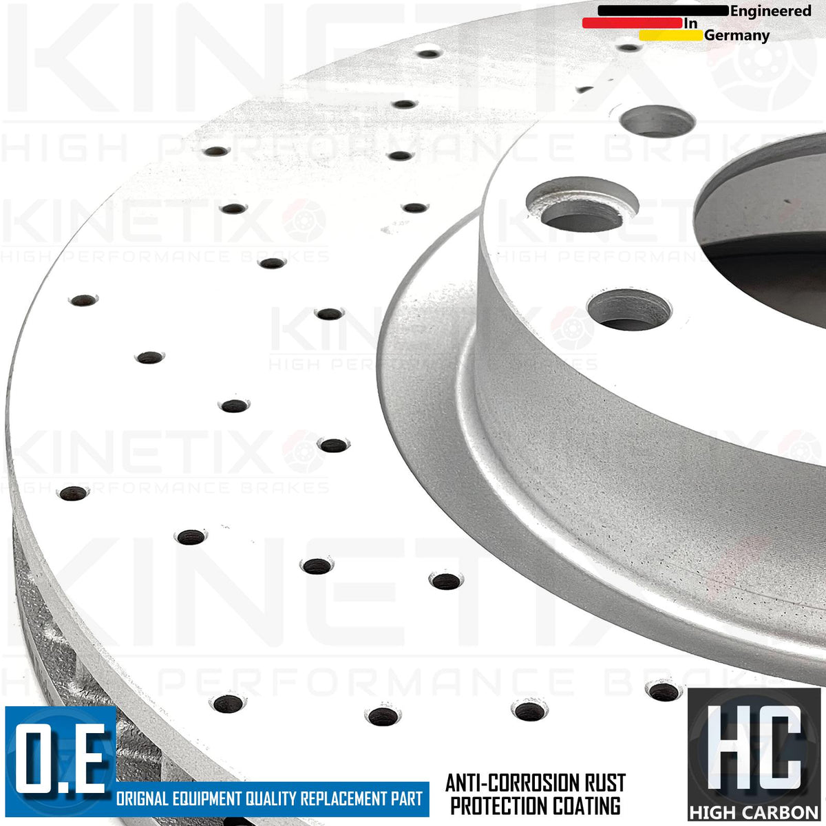 FOR PORSCHE CAYENNE 3.0 S E-HYBRID DRILLED FRONT BRAKE DISCS APEC PADS SENSORS