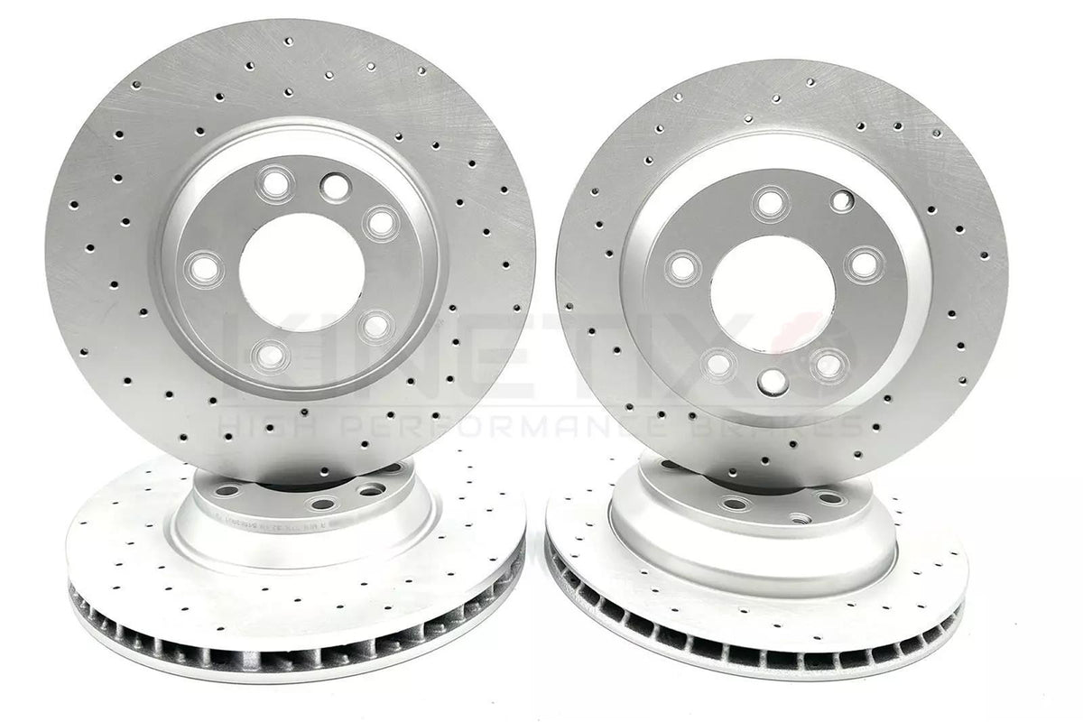 FOR PORSCHE CAYENNE 3.0 FRONT REAR DRILLED BRAKE DISCS PADS SENSORS 360mm 330mm