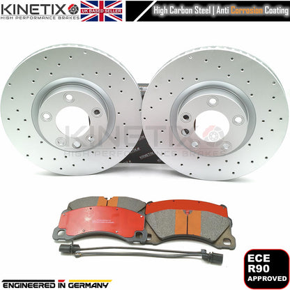 FOR PORSCHE CAYENNE 3.6 S DRILLED FRONT BRAKE DISCS PADS WEAR SENSORS 360mm
