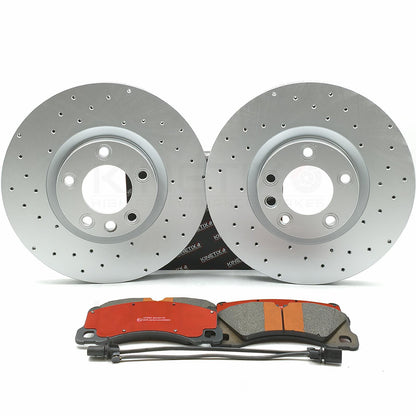 FOR VW TOUAREG 3.0 V6 TDI DRILLED FRONT BRAKE DISCS PADS WEAR SENSORS 360mm