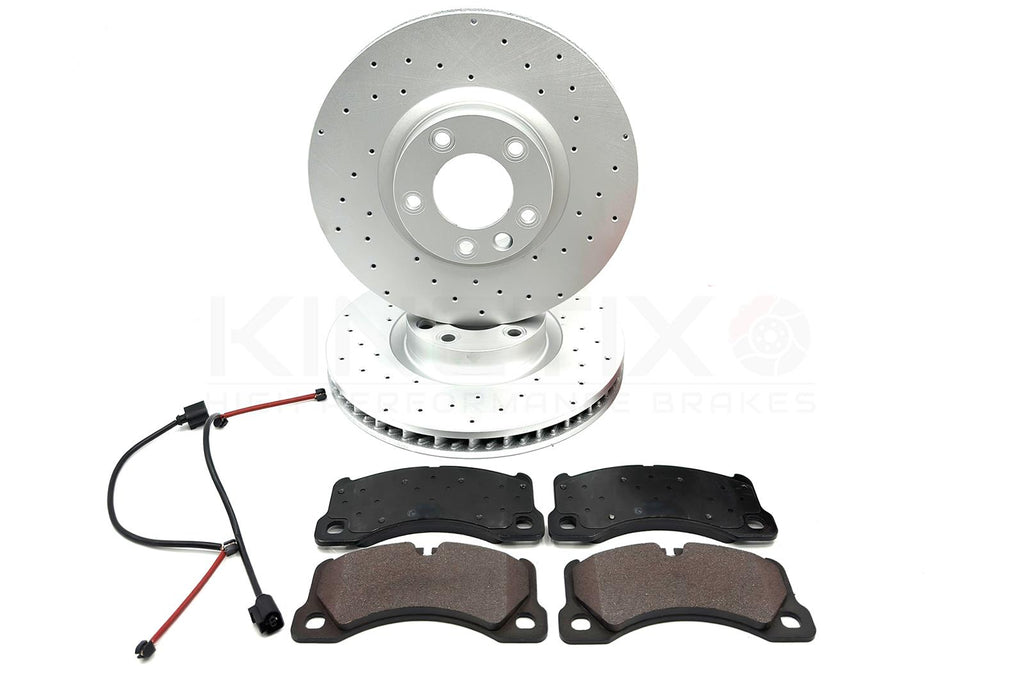 FOR PORSCHE CAYENNE 3.6 GTS DRILLED FRONT BRAKE DISCS PADS WEAR SENSORS 360mm