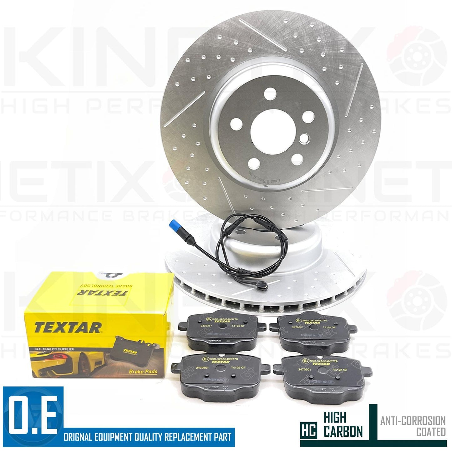 FOR BMW X6 30i G06 M SPORT DIMPLED GROOVED REAR BRAKE DISCS TEXTAR PADS