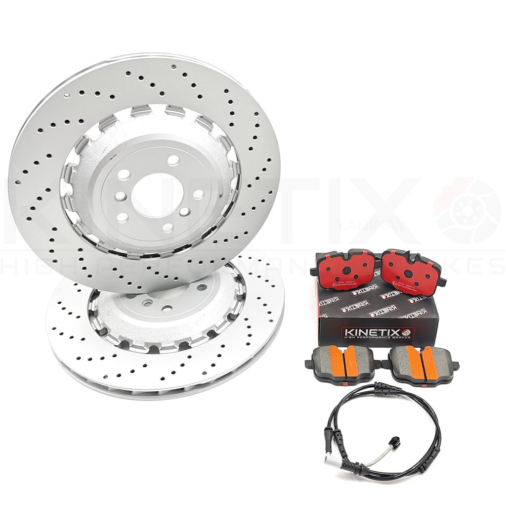FOR BMW M6 F06 F12 F13 COMPETITION 12-18 REAR BRAKE DISCS CERAMIC PADS & SENSOR