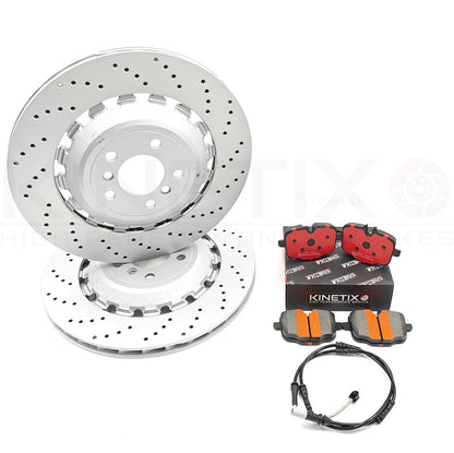 FOR BMW M6 F06 F12 F13 COMPETITION 12-18 REAR BRAKE DISCS CERAMIC PADS & SENSOR