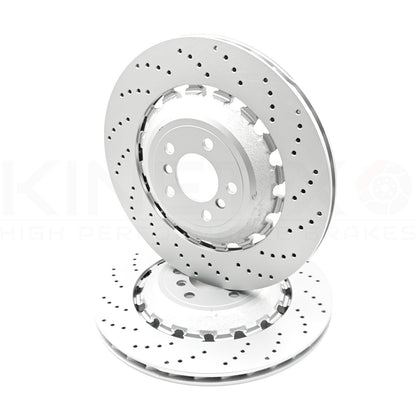 FOR BMW M5 M6 F06 F10 F12 F13 REAR LEFT RIGHT DRILLED KINETIX BRAKE DISCS 396mm