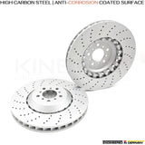FOR BMW M5 F10 FRONT LEFT RIGHT DRILLED BRAKE DISCS TEXTAR PADS SENSOR 400mm