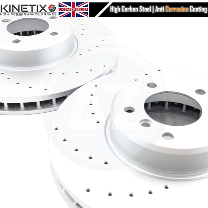FOR BMW 5 SERIES E60 E61 535d M SPORT FRONT DRILLED BRAKE DISCS PADS SENSOR 348m