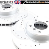 FOR BMW 5 SERIES E60 E61 535d M SPORT FRONT DRILLED BRAKE DISCS PADS SENSOR 348m