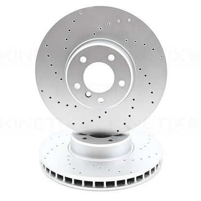 FOR BMW 550i 650i E60 E61 E63 E64 M SPORT FRONT DRILLED BRAKE DISCS PAIR 348mm