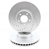FOR BMW 6 SERIES E63 E64 635d FRONT CROSS DRILLED BRAKE DISCS PAIR 348mm