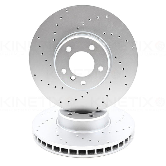FOR BMW 5/6 SERIES E60 E61 535d 635d E63 E64 FRONT DRILLED BRAKE DISCS SET 348mm