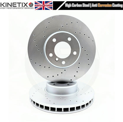 FOR BMW 5 SERIES E60 E61 535d M SPORT FRONT DRILLED BRAKE DISCS PADS SENSOR 348m