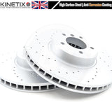 FOR BMW 5 SERIES E60 E61 535d M SPORT FRONT DRILLED BRAKE DISCS PADS SENSOR 348m