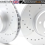 FOR BMW 6 SERIES E63 E64 635d M SPORT FRONT DRILLED BRAKE DISCS PADS SENSOR 348m