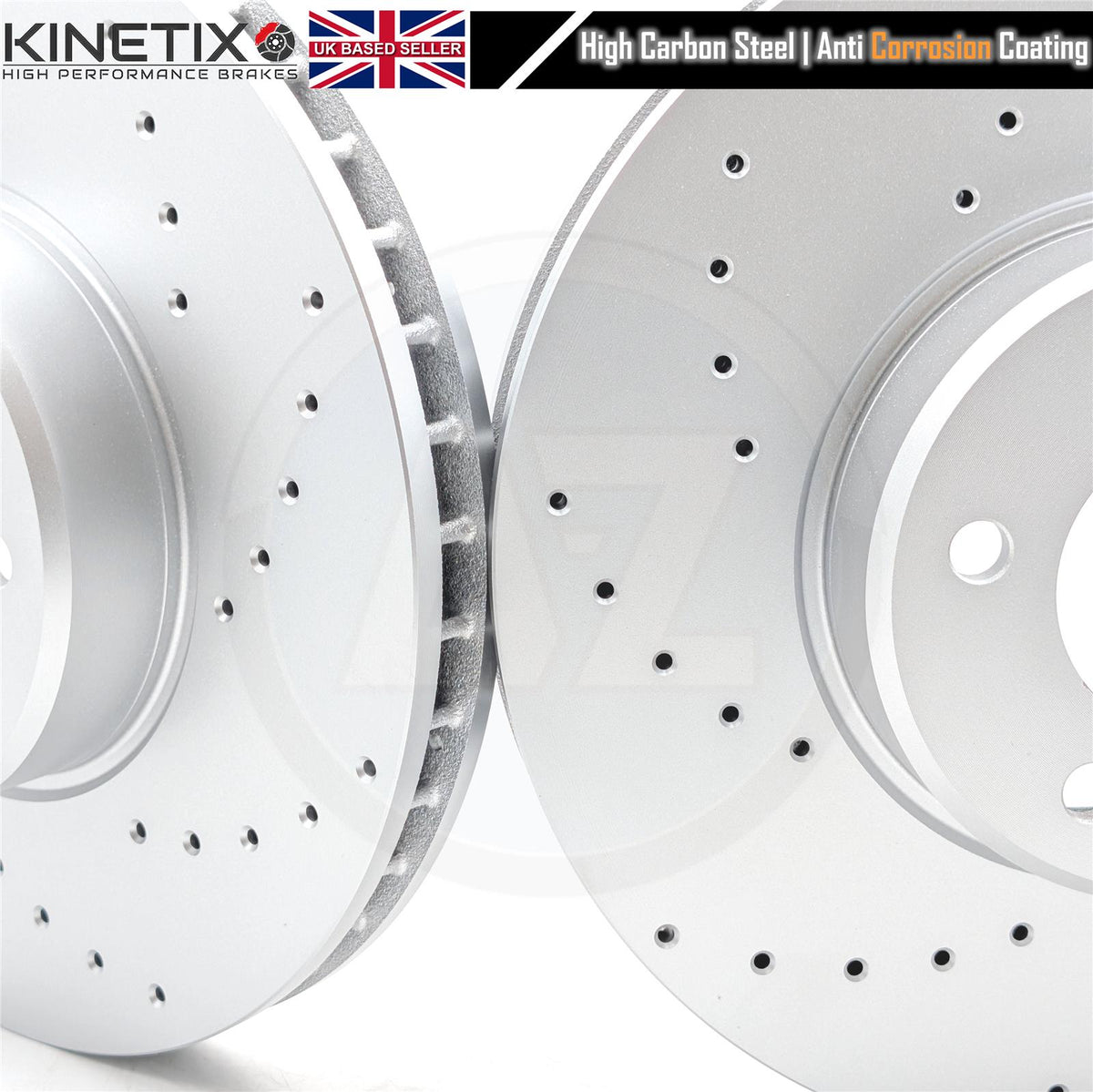 FOR BMW 6 SERIES E63 E64 635d FRONT CROSS DRILLED BRAKE DISCS PAIR 348mm