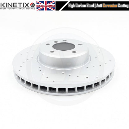 FOR BMW 5 SERIES E60 E61 535d M SPORT FRONT DRILLED BRAKE DISCS PADS SENSOR 348m