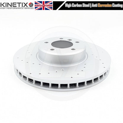 FOR BMW 5 SERIES E60 E61 535d M SPORT FRONT DRILLED BRAKE DISCS PADS SENSOR 348m