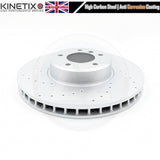 FOR BMW 5 SERIES E60 E61 535d M SPORT FRONT DRILLED BRAKE DISCS PADS SENSOR 348m