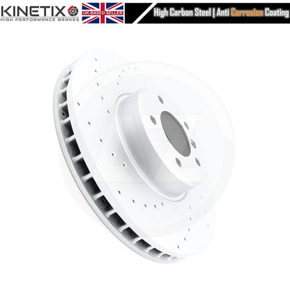 FOR BMW 5 SERIES E60 E61 535d M SPORT FRONT DRILLED BRAKE DISCS PADS SENSOR 348m