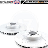 FOR BMW 5 SERIES E60 E61 535d M SPORT FRONT DRILLED BRAKE DISCS PADS SENSOR 348m