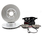 FOR BMW 5 SERIES E60 E61 535d M SPORT FRONT DRILLED BRAKE DISCS PADS SENSOR 348m
