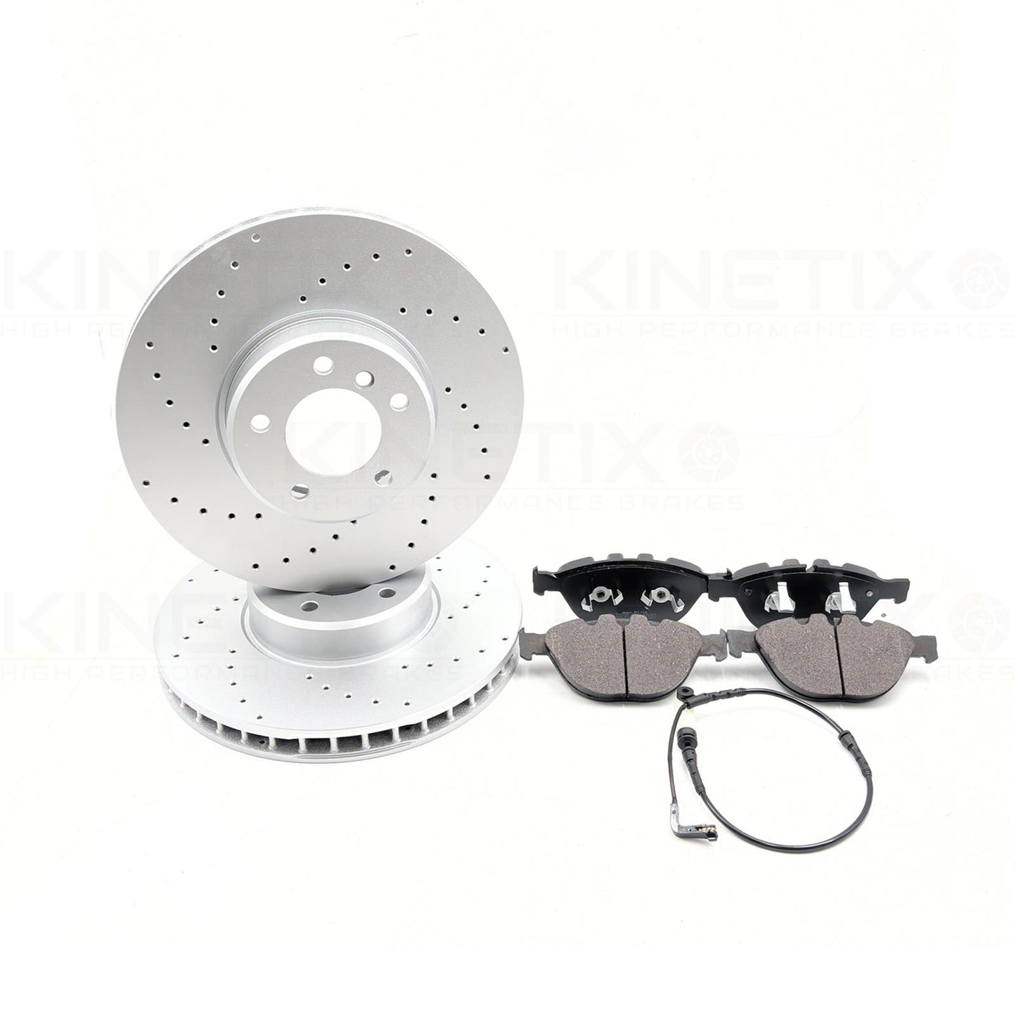 FOR BMW 5 SERIES E60 E61 535d M SPORT FRONT DRILLED BRAKE DISCS PADS WIRE 348mm