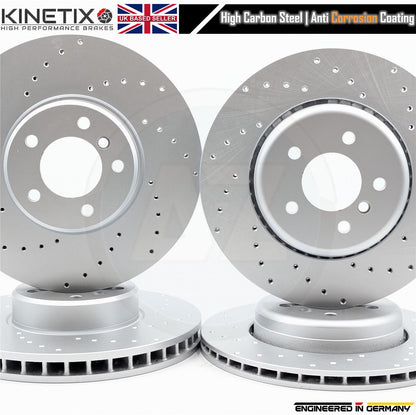 FOR BMW E60 E61 535d FRONT REAR DRILLED PERFORMANCE BRAKE DISCS PADS SENSORS
