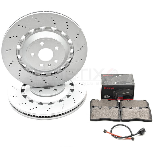 FITS AUDI TTRS TT RS (09-14) FRONT DRILLED BRAKE DISCS BREMBO PADS 370mm X 32mm