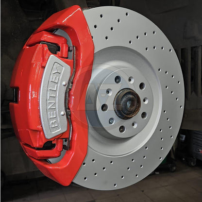 FOR BENTLEY CONTINENTAL FLYING SPUR CROSS DRILLED FRONT BRAKE DISCS PAIR 405mm