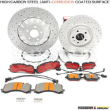 FOR AUDI SQ7 TDI 4M 16- DRILLED FRONT REAR BRAKE DISCS PADS SENSORS 400mm 350mm